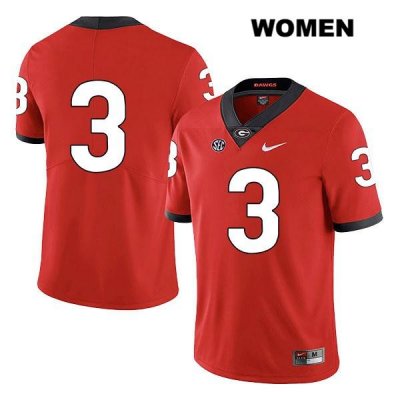 Women's Georgia Bulldogs NCAA #3 Zamir White Nike Stitched Red Legend Authentic No Name College Football Jersey TRG8854AA
